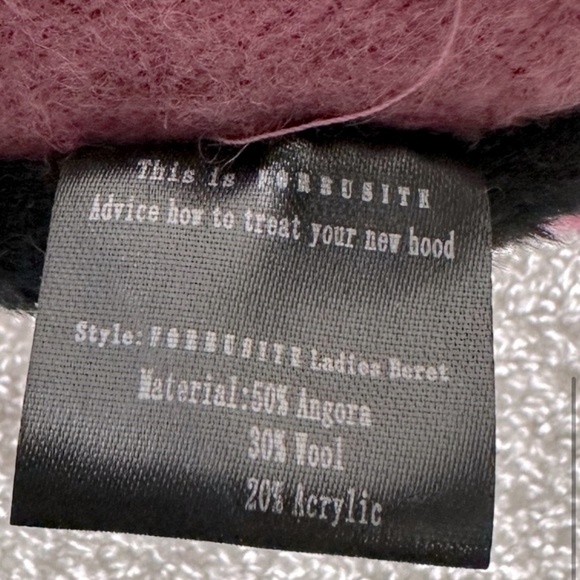 Forbusite Dusty Rose Pink Angora Wool Blend Beanie Beret Hat - Picture 6 of 9